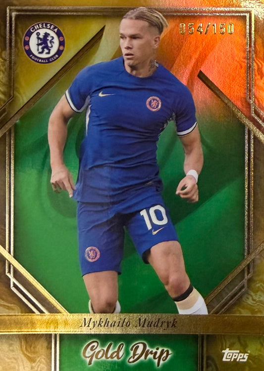 Mykhailo Mudryk Gold Drip Numbered /150 Topps Chelsea Team Set