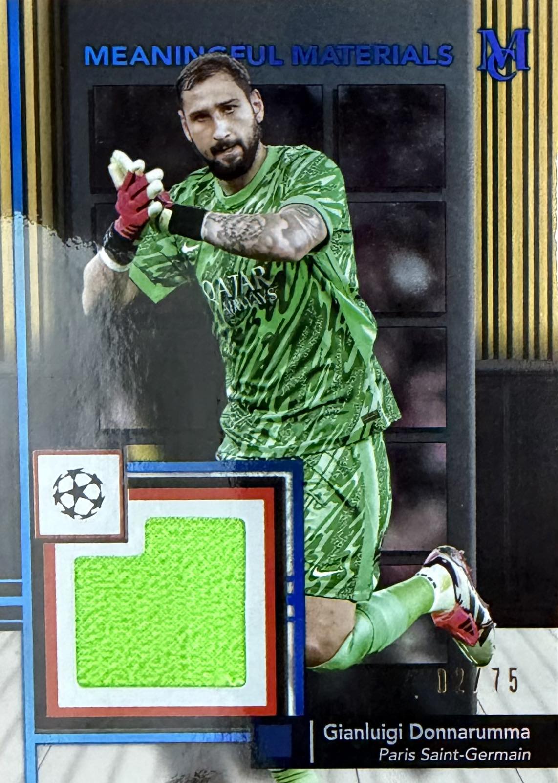 Gianluigi Donnarumma Match-Worn Patch Numbered /75 Topps Museum