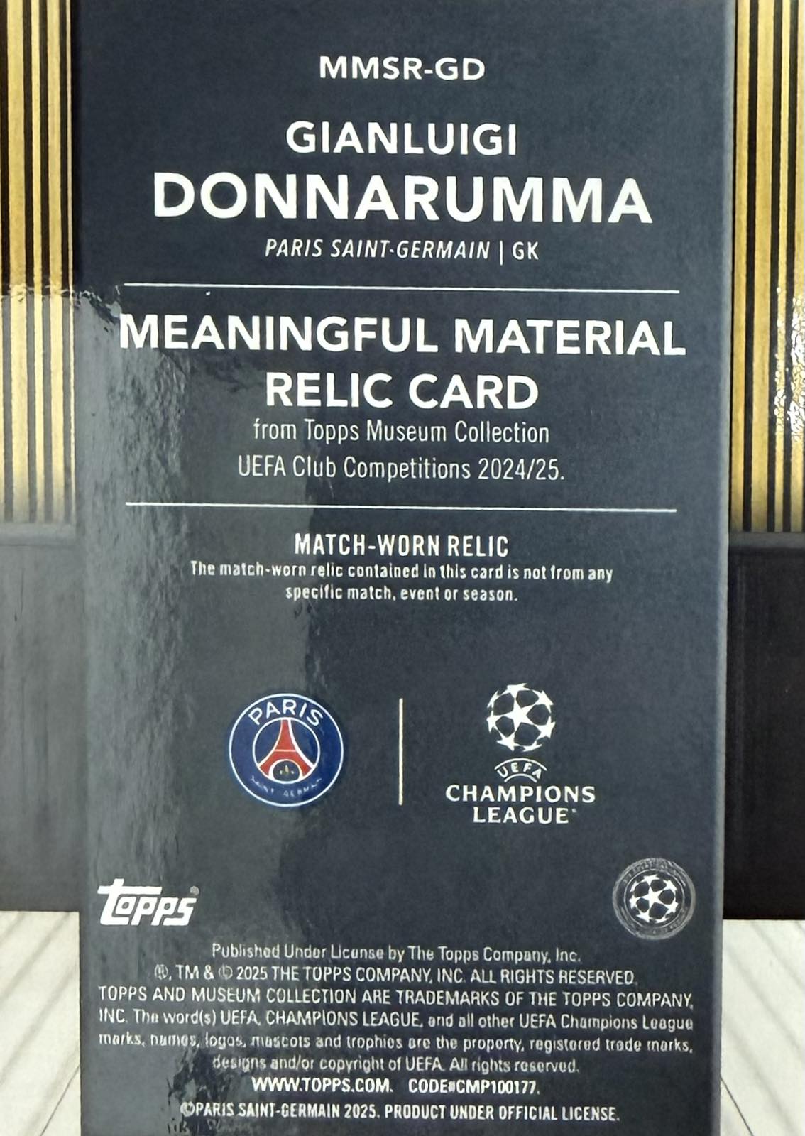 Gianluigi Donnarumma Match-Worn Patch Numbered /75 Topps Museum