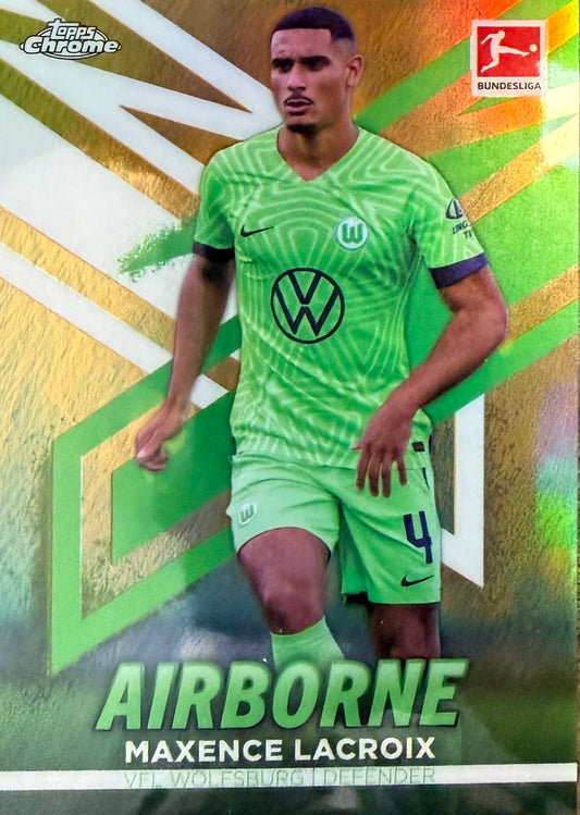 Maxence Lacroix Numbered /25 Airborne Topps Chrome Bundesliga