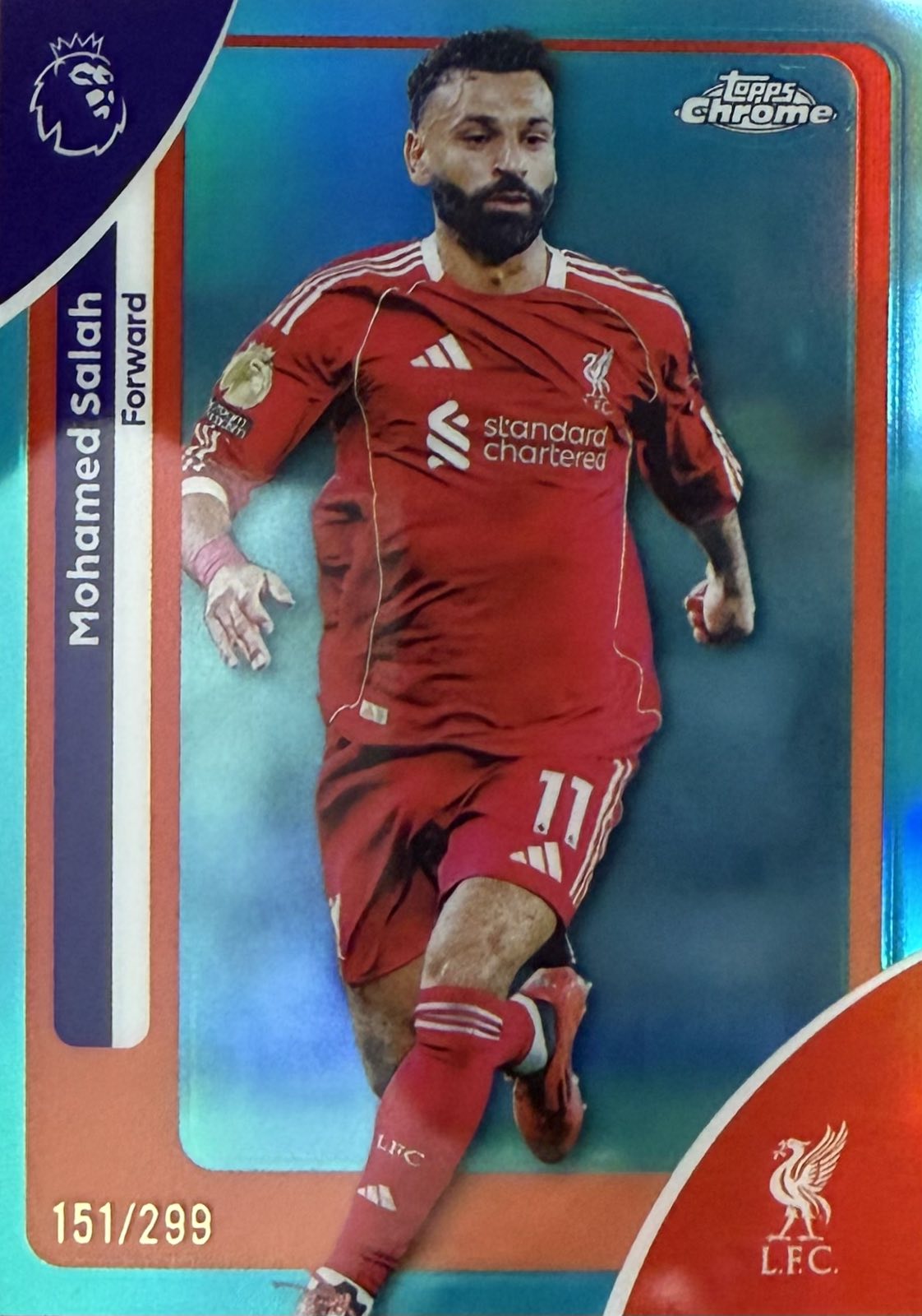 Mohamed Salah Numbered /299 Topps Chrome EPL
