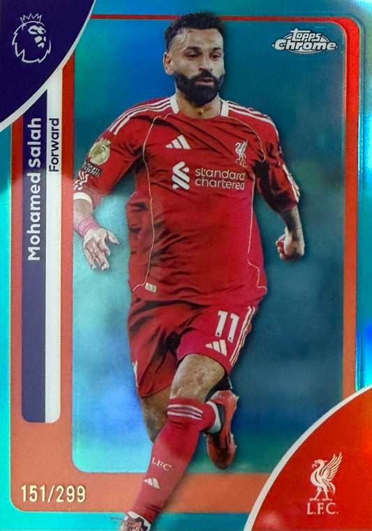 Mohamed Salah Numbered /299 Topps Chrome EPL