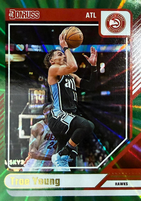 Trae Young Green Laser Donruss