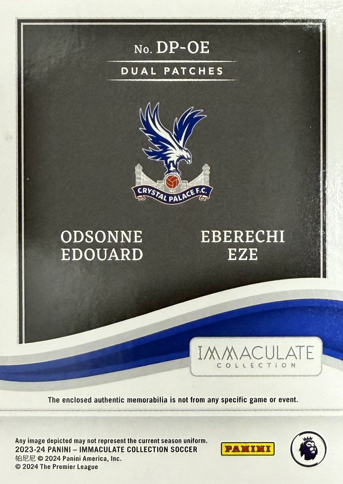 Eberechi Eze / Odsonne Edouard Double Patch Numbered /49 Panini Immaculate
