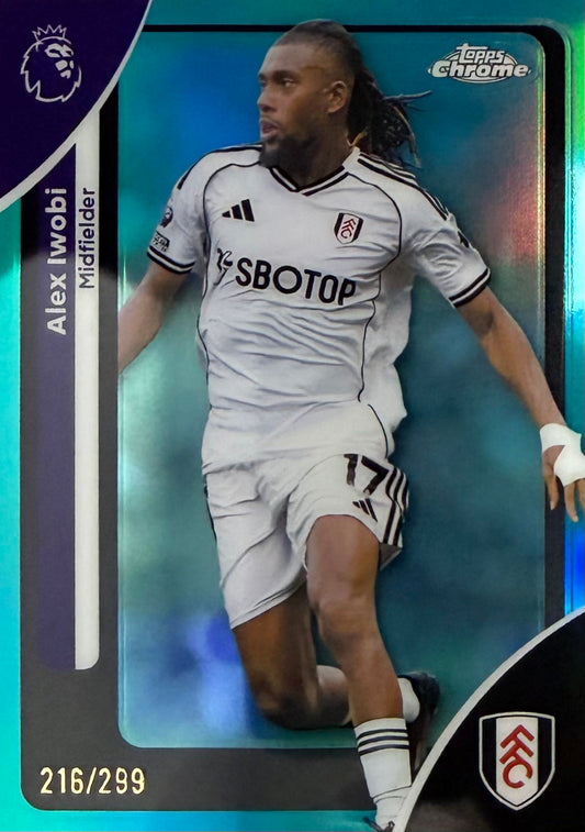 Alex Iwobi Numbered /299 Topps Chrome EPL