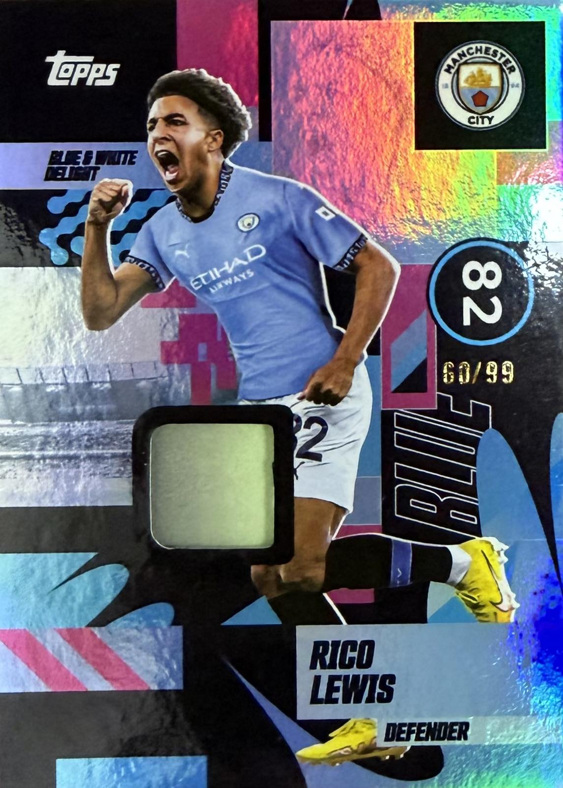Rico Lewis Match-Worn Patch Numbered /99 Manchester City Team Set