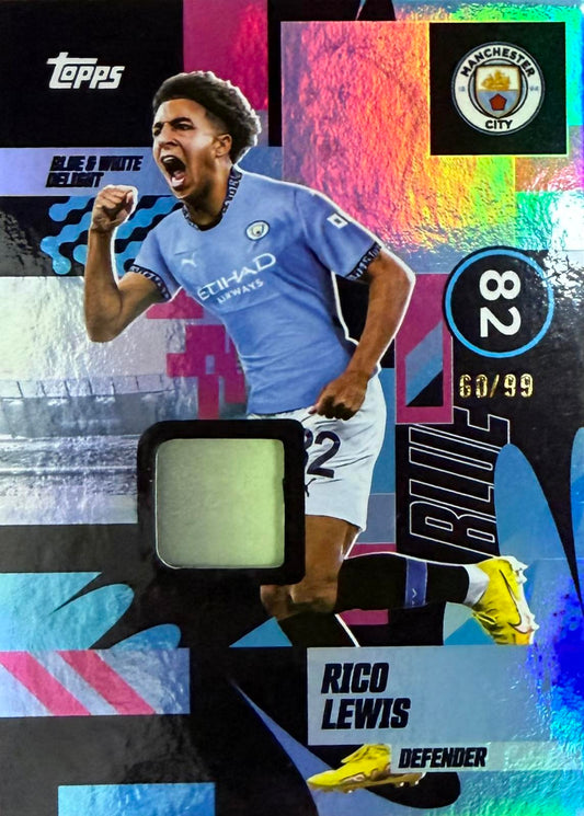 Rico Lewis Match-Worn Patch Numbered /99 Manchester City Team Set