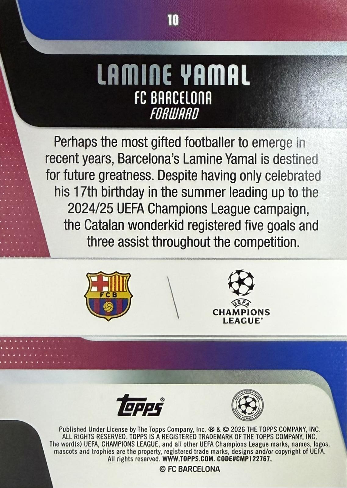 Lamine Yamal Numbered /50 Topps Flagship