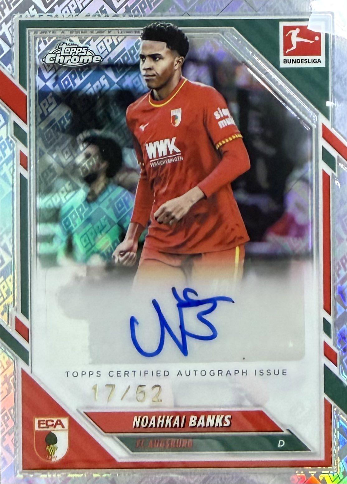 Noahkai Banks Logofractor Autograph Numbered /52 Topps Chrome Bundesliga