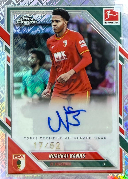 Noahkai Banks Logofractor Autograph Numbered /52 Topps Chrome Bundesliga