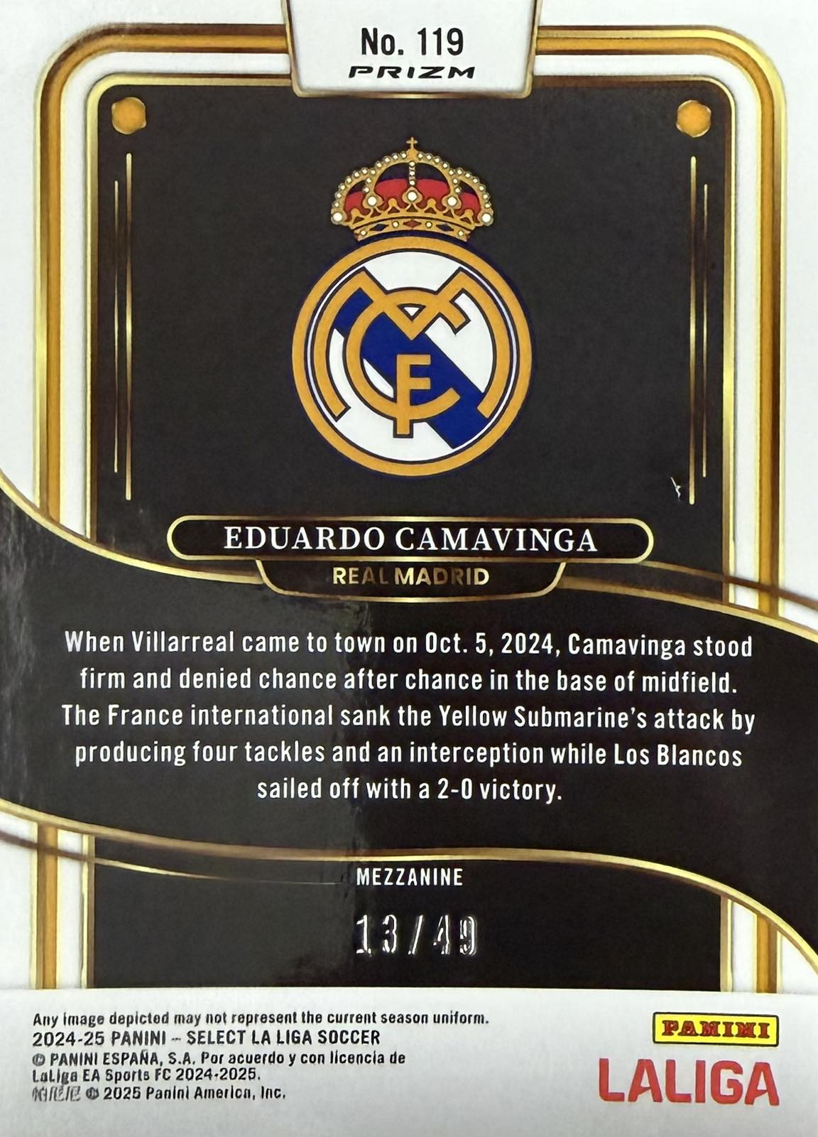 Eduardo Camavinga Numbered /49 Panini Select