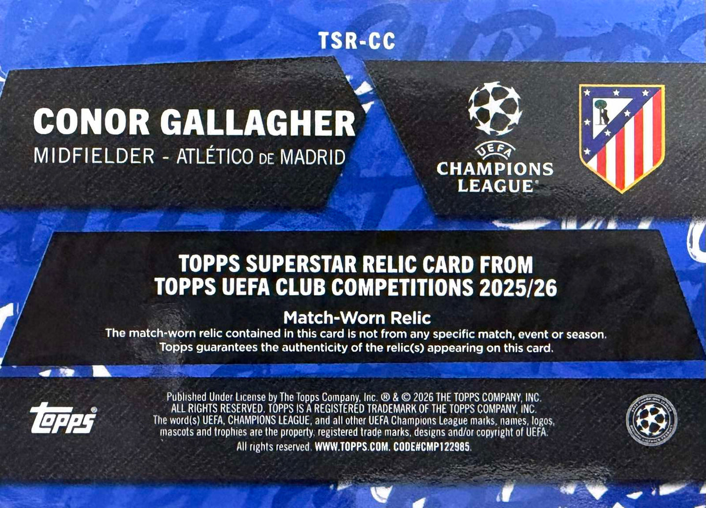 Conor Gallagher Match-Worn Patch Numbered /250 Topps Flagship