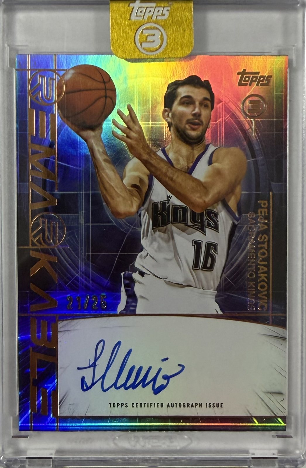 Peja Stojakovic On-Card Autograph Numbered /25 Topps 3 Remarkable