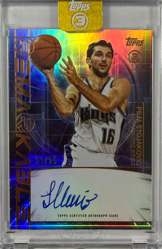 Peja Stojakovic On-Card Autograph Numbered /25 Topps 3 Remarkable