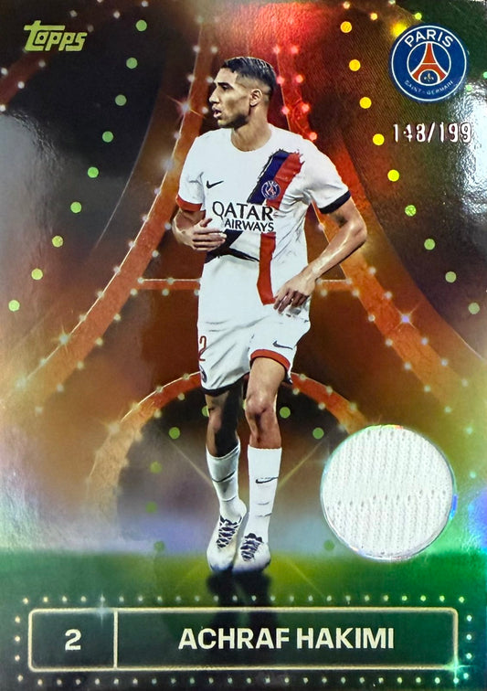 Achraf Hakimi Match-Worn Patch Numbered /199 Topps PSG Team Set