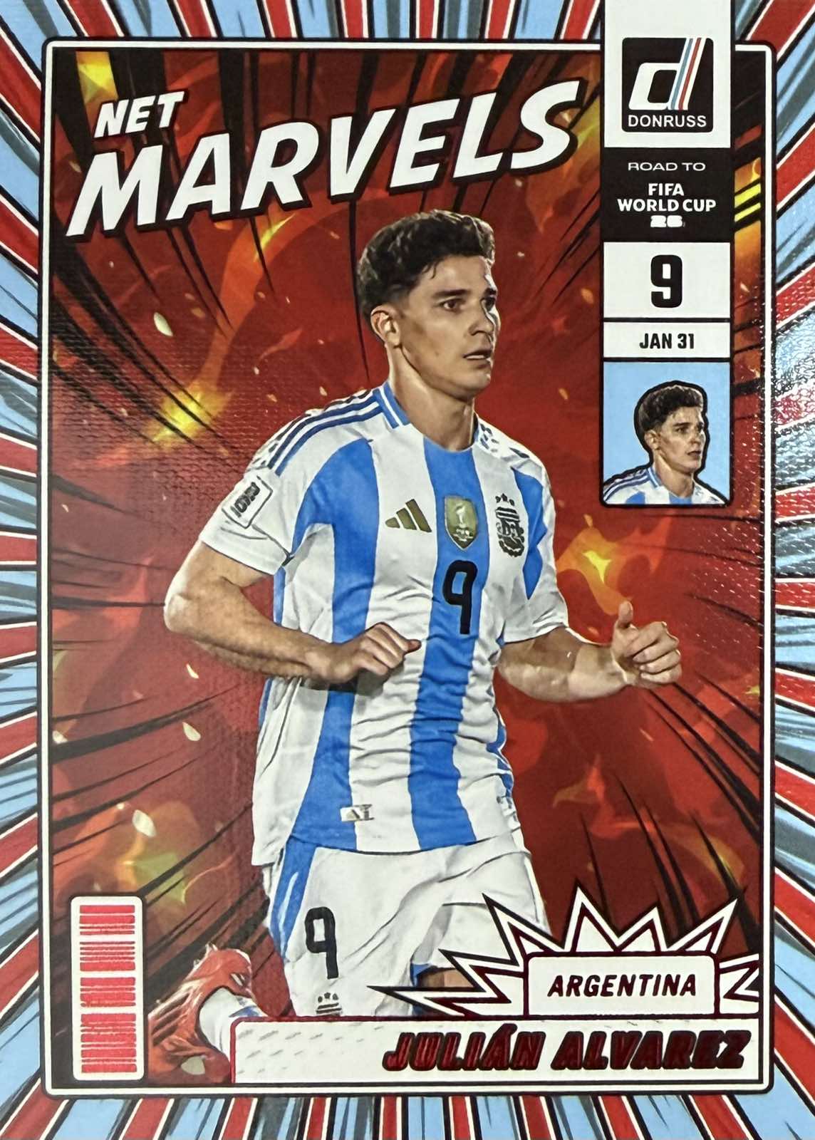 Julian Alvarez Red Parallel Net Marvels Donruss World Cup