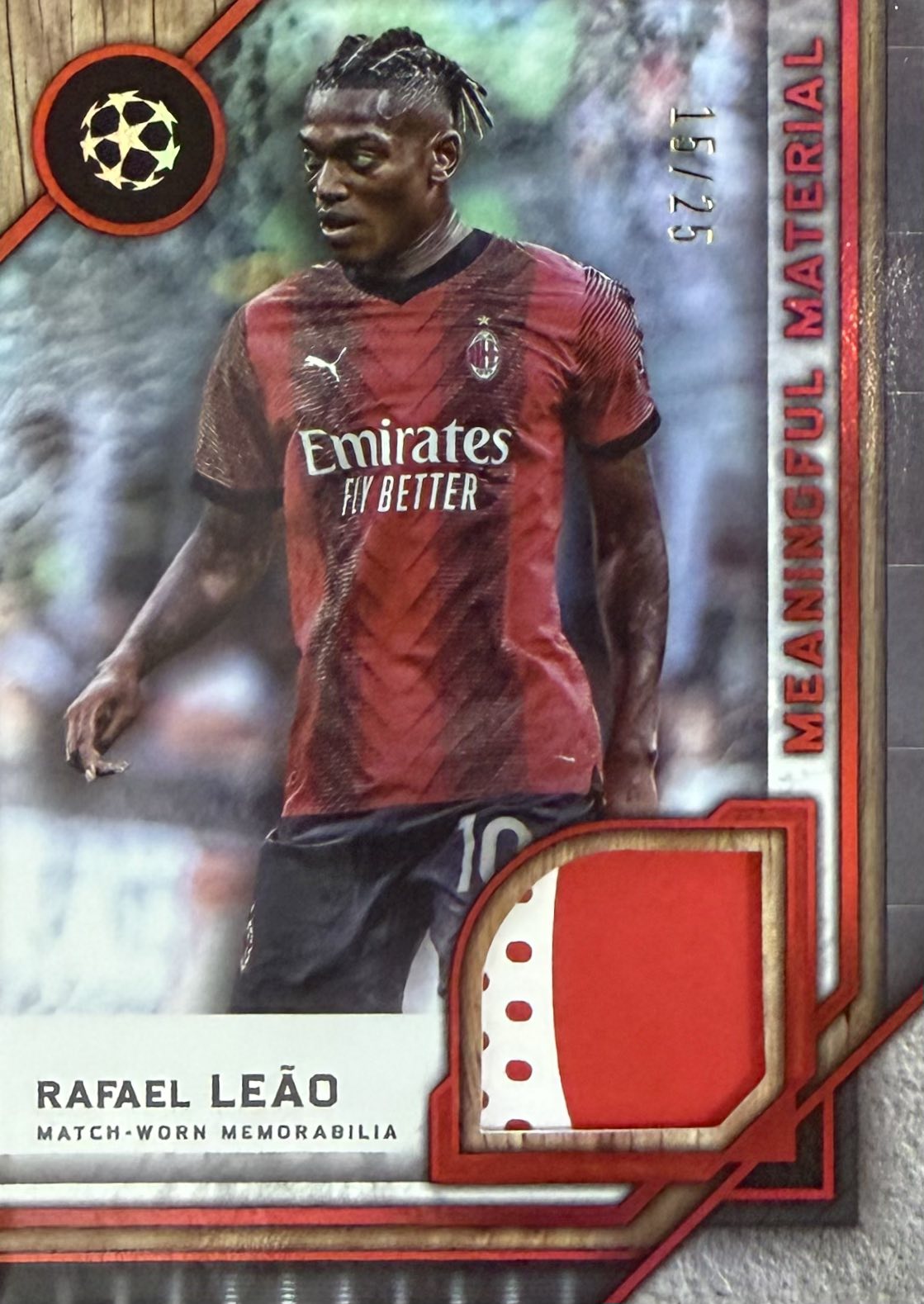Rafael Leao Match-Worn Patch Numbered /25 Topps Museum