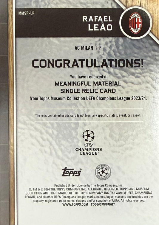 Rafael Leao Match-Worn Patch Numbered /25 Topps Museum