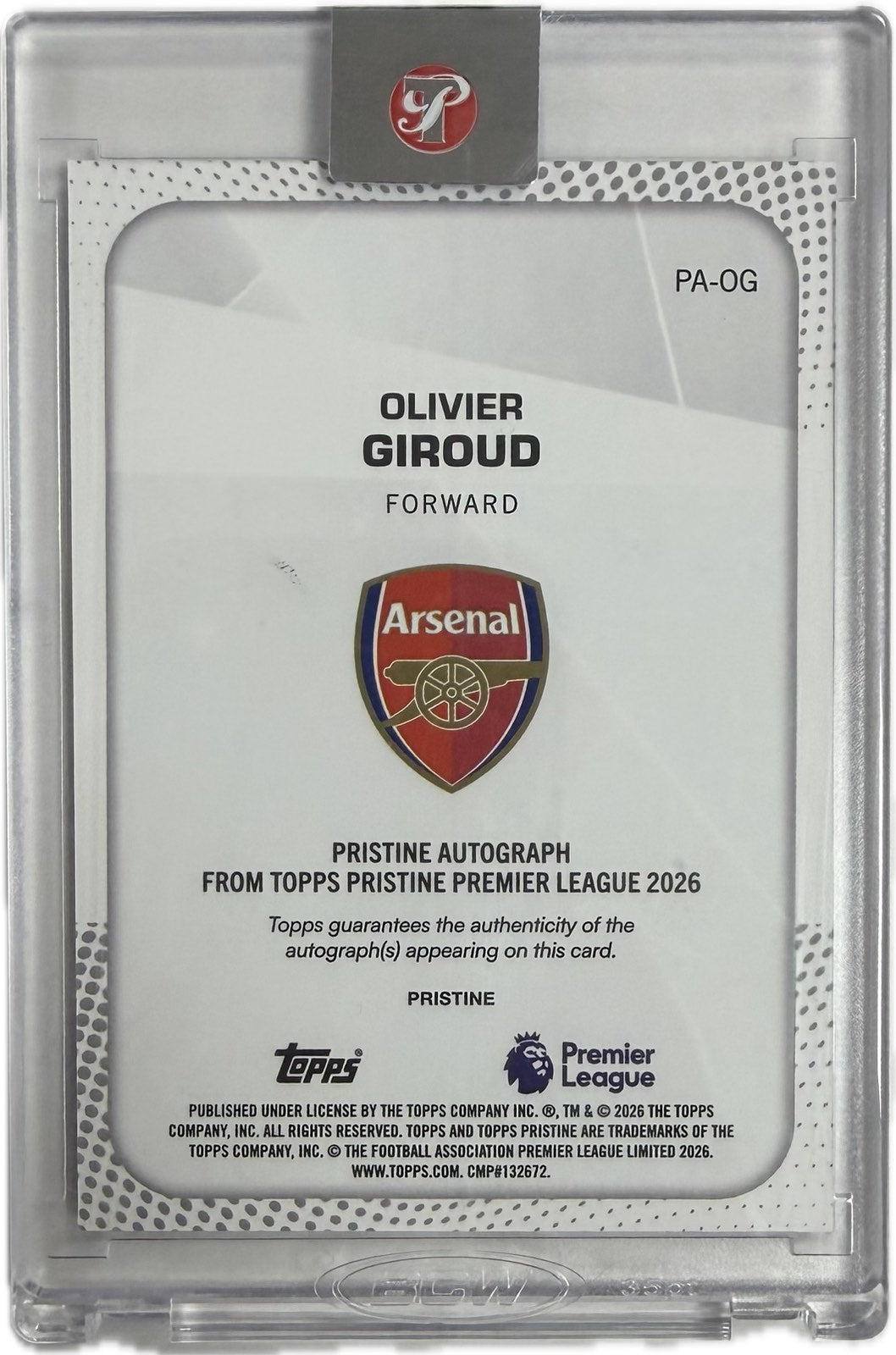 Olivier Giroud Autograph Numbered /75 Topps Pristine